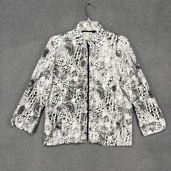 Erin London Top Womens Large Abstract Zip Front Stretch Lightweight jacket - Picture 1 of 16